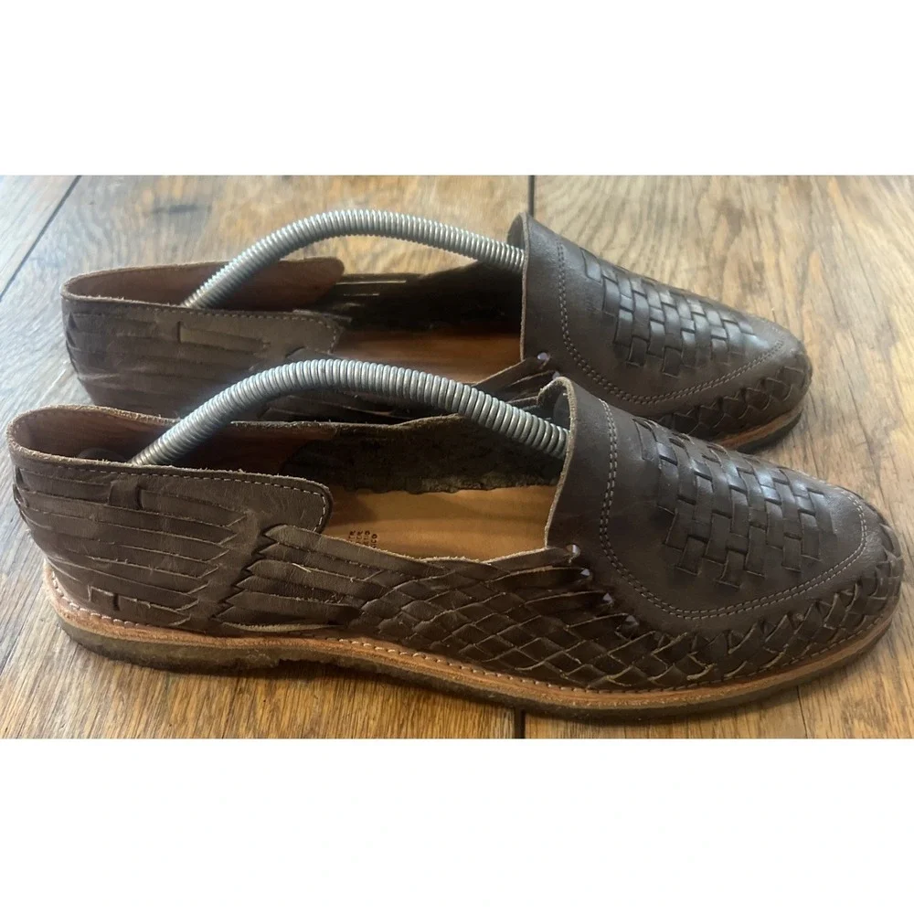 WILL Leather Goods‎ Woven Leather Huarache Loafers Mens Size 12 Gray Hand Woven